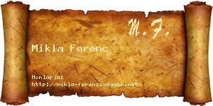 Mikla Ferenc névjegykártya